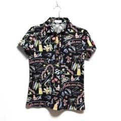 極美品　マンシングウェア　レディース　総柄　アロハ　半袖　シャツ　ブラック　黒