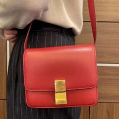 極美品✨セリーヌ クラシックボックス スモール スムースカーフスキン レッド