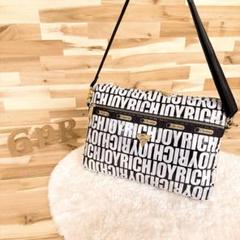【レスポートサック×ジョイリッチ】限定コラボ ショルダーバッグ ラメ ロゴ白×黒