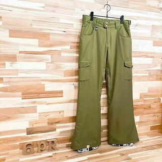 【ロキシー】ROXY スノボ ウェア 中綿入り カーゴ パンツ M カーキ×白