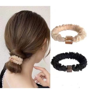 【在庫僅か】シュシュ ヘアアクセサリー シャンパンカラー シアー シンプル 大人