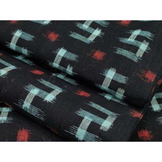 平和屋着物▽久留米絣　単衣　綿　吉祥文　逸品　CAAP4766dy