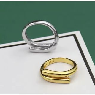 【人気】高見えリングシルバ−９２５ シルバーゴールド 調節可能 指輪
