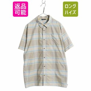 ノースフェイス チェック 半袖 シャツ メンズ XL 古着 アウトドア ナイロン マルチカラー カジュアル 薄手 ボックス きれいめ 大きいサイズ