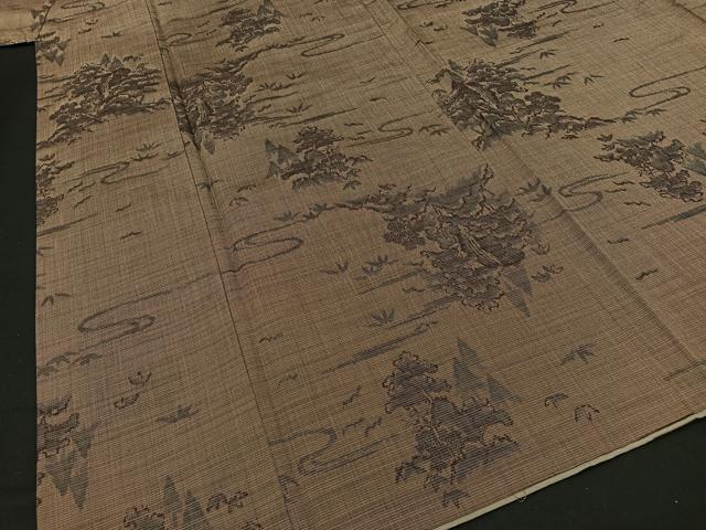 平和屋着物■本場大島紬　流水樹林文　正絹　逸品　BAAQ9266wb